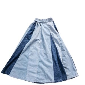 Love The Label Anthropologie Colorblock Patchwork Denim Skirt Womens XS